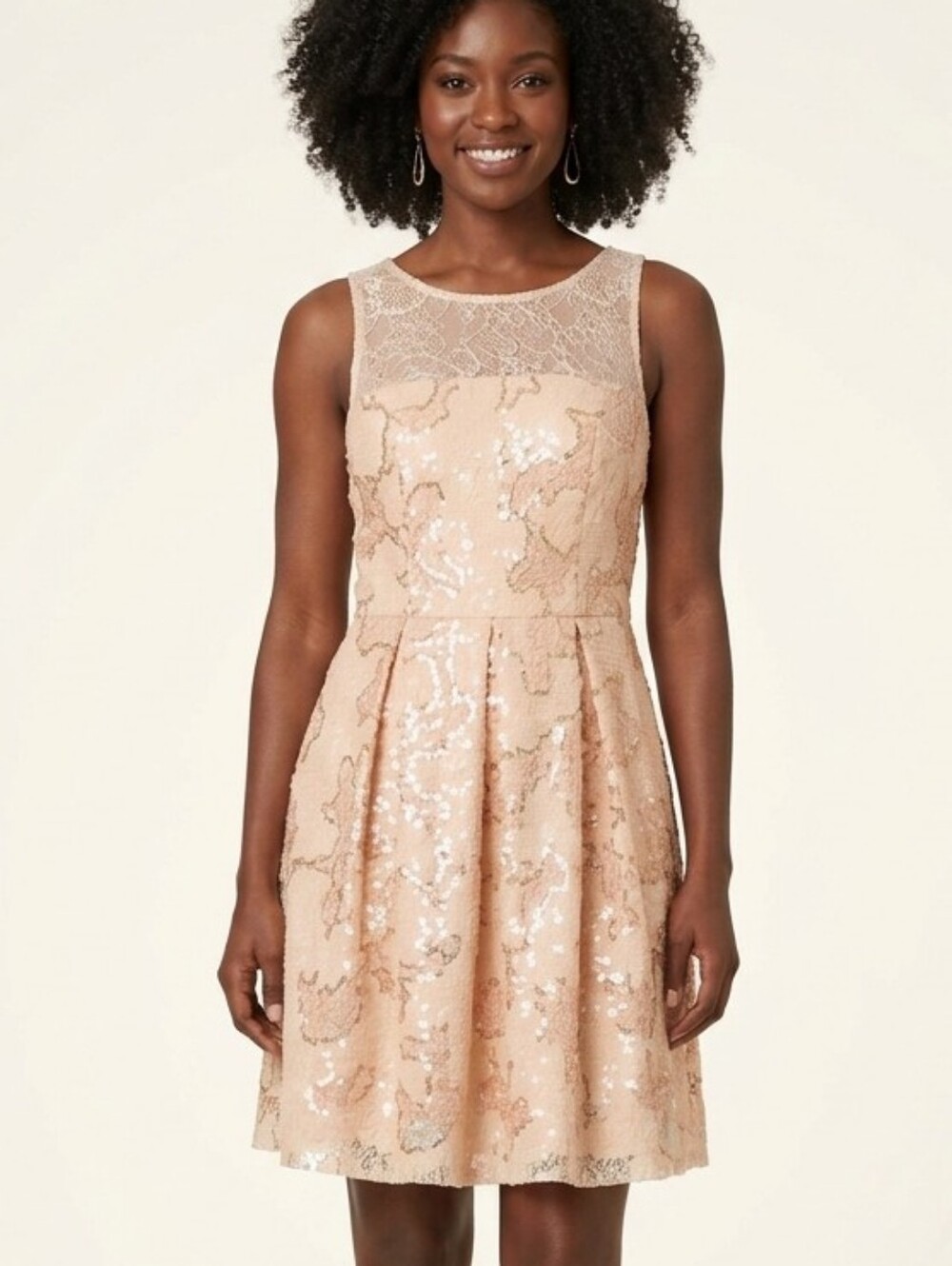 Eva Franco Blush Pink Sequin Lace Cocktail Dress 2